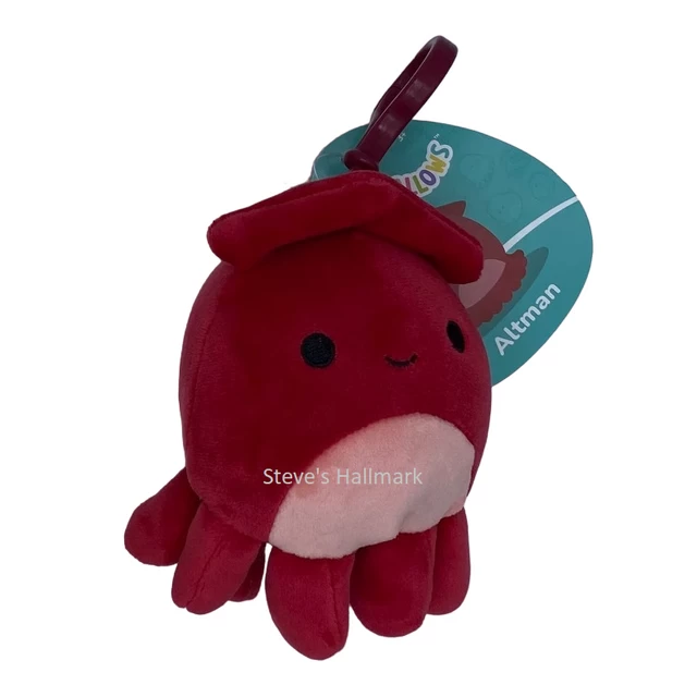 Squishmallow Altman The Red Squid 3.5" Clip Stuffed Plush By Kelly Toy