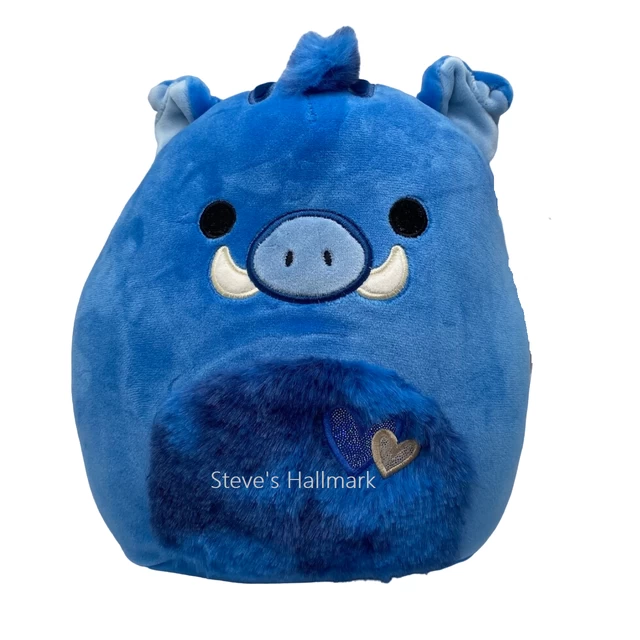 Valentine Squishmallow Berjon The Dark Blue Boar With Jewel Tone Fuzzy Belly And Hearts 8" Stuffed Plush By Kelly Toy