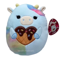 Valentine Squishmallow Caedia The Blue Spotted Cow I Got That Ice Cream 5" Stuffed Plush By Kelly Toy