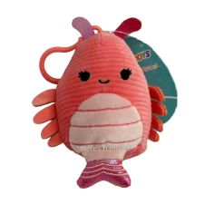 Squishmallow Chester The Dark Pink Shrimp Corduroy 3.5" Clip Stuffed Plush By Kelly Toy