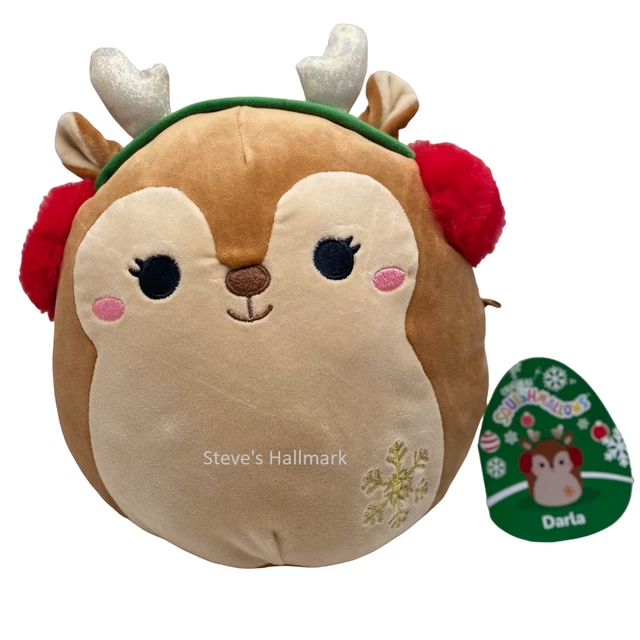 Christmas Squishmallow Darla The Reindeer With Snowflake And Earmuffs 8" Stuffed Plush By Kelly Toy
