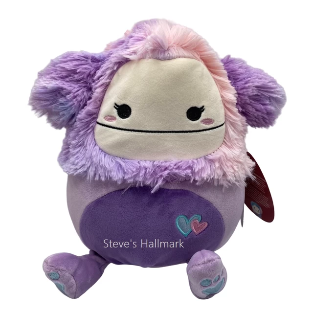 Valentine Squishmallow Eden The Purple Bigfoot Yeti With Hearts 8" Stuffed Plush By Kelly Toy