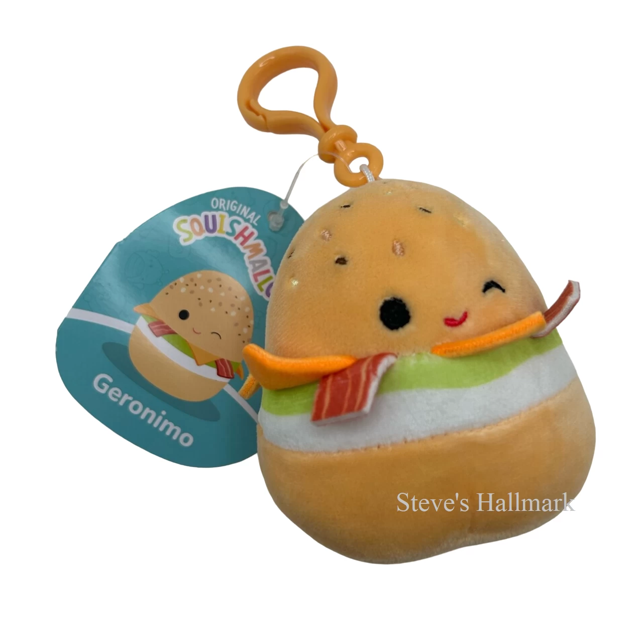Squishmallow Geronimo The Bagel Breakfast 3.5" Clip Stuffed Plush By Kelly Toy