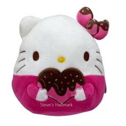 Valentine Squishmallow Sanrio Hello Kitty Chocolate Dipped With Pink Heart 8" Stuffed Plush By Kelly Toy