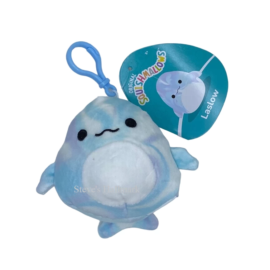 Squishmallow Laslow The White Beluga Whale 3.5" Clip Stuffed Plush By Kelly Toy