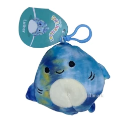 Squishmallow Sealife Luther The Shark 3.5" Clip Stuffed Plush By Kelly Toy