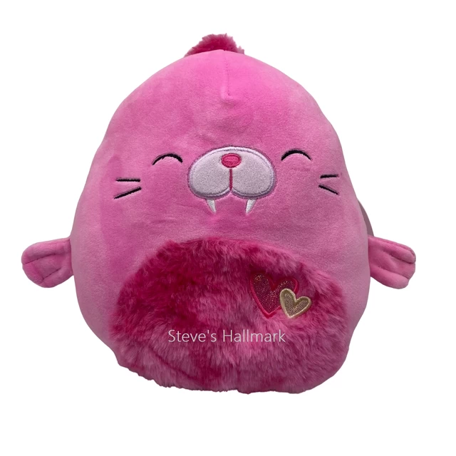 Valentine Squishmallow Pepper The Pink Walrus With Jewel Tone Fuzzy Belly 5" Stuffed Plush By Kelly Toy