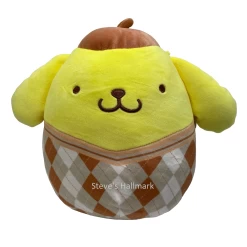 Squishmallow Sanrio Pompompurin In Brown Plaid 8" Stuffed Plush By Kelly Toy