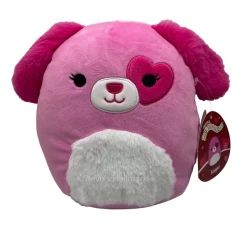 Valentine Squishmallow Sager The Pink Dog With Heart Eyepatch 8" Stuffed Plush By Kelly Toy