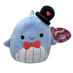 Valentine Squishmallow Samir The Blue Whale With Top Hat 8" Stuffed Plush By Kelly Toy