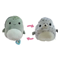 Squishmallow Odile The Spotted Seal And Cole The Green Sea Turtle Flip-A-Mallow 12" Stuffed Plush By Kelly Toy