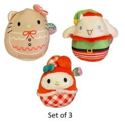 Set Of 3 Christmas Squishmallow Sanrio Hello Kitty Gingerbread, Cinnamoroll Elf, And My Melody Gingham 10" Stuffed Plush By Kelly Toy