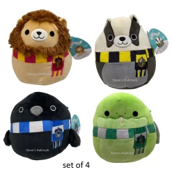 Squishmallow Set Of 4 Harry Potter House Animals Gryffindor Lion, Hufflepuff Badger, Slytherin Snake, Ravenclaw Raven 8" Stuffed Plush By Kelly Toy