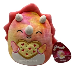 Valentine Squishmallow Trinity The Pink Triceratops I Got That Pizza 8" Stuffed Plush By Kelly Toy