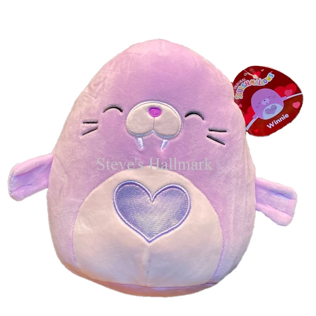 Valentine Squishmallow Winnie The Walrus With Purple Heart 5" Stuffed Plush By Kelly Toy