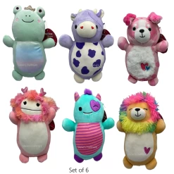 Set Of 6 Valentine Squishmallow Hugmees Lion, Frog, Cow, Monster, Bigfoot Yeti, Australian Shepherd 10" Stuffed Plush By Kelly Toy