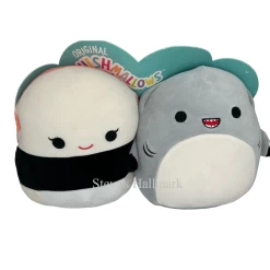 Squishmallow Pair Gordon The Shark And Solenn The Salmon Sushi Set Of 2 8" Stuffed Plush By Kelly Toy